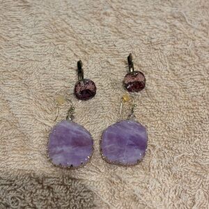 2 (two) earring bundle. Purple agate Stone and simulated amethyst earrings.